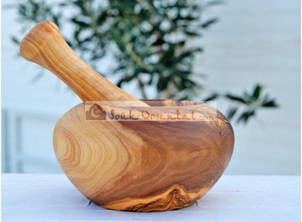 Mortier en bois d'olivier artisanal Tunisien