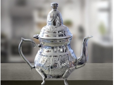 handmade carved white copper tea pot