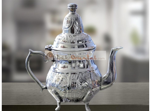 handmade carved white copper tea pot