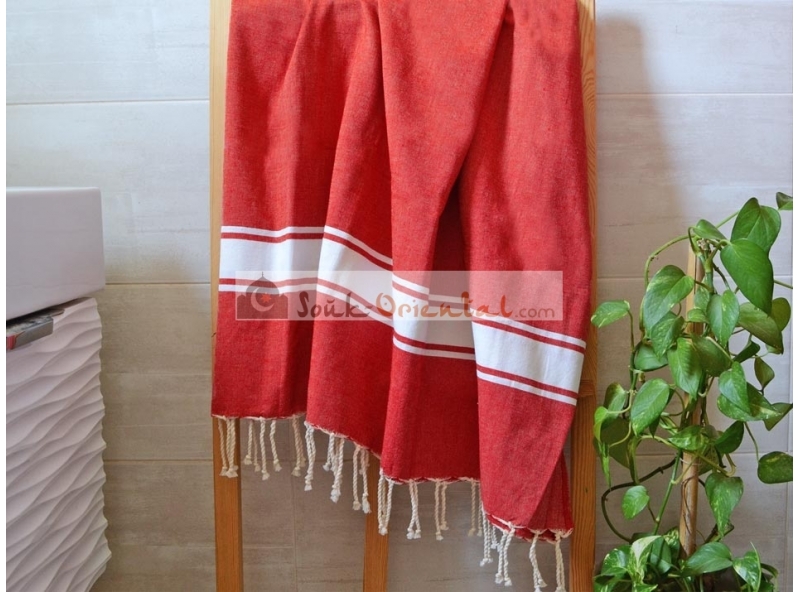 Red Fouta towel Bath sheet and Hammam