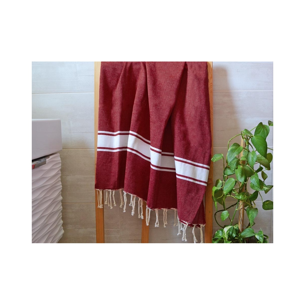 Serviette Turque En Coton 100% - 95x175 Cm, Léger, Absorbant - Pour Plage, Bain, Spa, Voyage - Couleur Noir Gris - 2